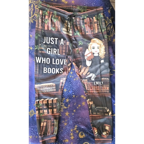 Just A Girl Who Loves Books Joggers Emily Personalized Sweatpants Women's - Picture 3 of 12